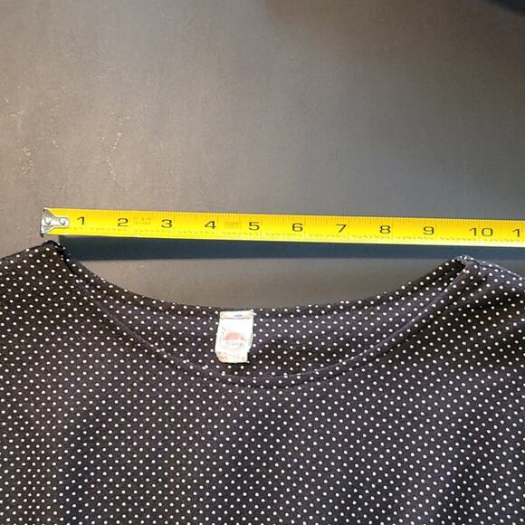 Union‑Made ILGWU Navy Polka‑Dot Dress 60s/70s Elastic Waist Midi ~Sz 8 - Picture 8 of 10